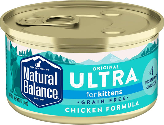 Natural Balance Original Ultra Grain Free Chicken Cat Food | Wet Canned Food for Cats Kitten Formula | 3-oz. Can (Pack of 24)