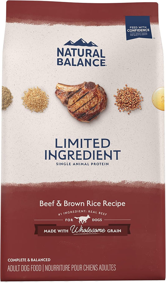 Natural Balance Limited Ingredient Adult Dry Dog Food with Healthy Grains, Beef & Brown Rice Recipe, 12 Pound (Pack of 1)