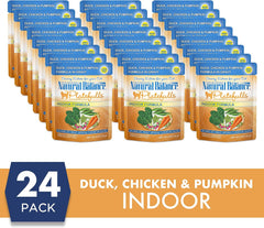 Natural Balance Original Ultra Platefulls Indoor Adult Grain Free Wet Cat Food, Duck, Chicken & Pumpkin Recipe, 3 Ounce Pouch (Pack of 24)