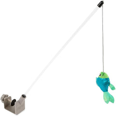 KONG Connects Angler Door Teaser - Wand Fishing Pole with Plush Crinkle Fish Filled with Catnip - Cat Toy