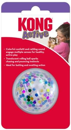 KONG Cat Active Confetti Party Ball - Rattling, Rolling Cat Toy