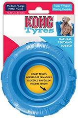 KONG Puppy Tires - Dog Chew Toy for Puppies - Stuffable Dog Toy for Treats & Snacks - Natural Rubber Chew Toy for Teething Puppy