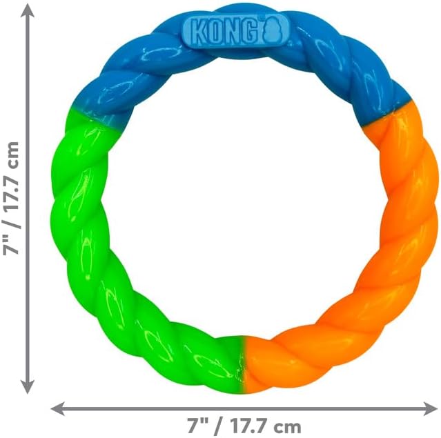 KONG Twistz High-Viz Ring - Durable Fetch and Tug Toy with Highly Visible Colors - Dog Toy