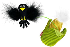 KONG Flingaroo Corny Corn Cob with Crow - Plush Cat Toy with Feathers and Catnip