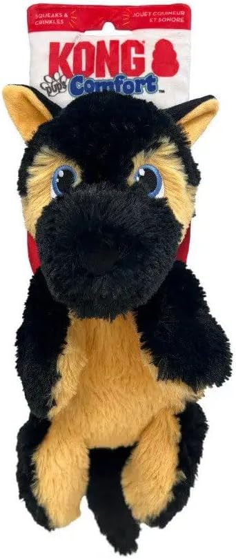 KONG Comfort Pups Low Stuffing Plush Fur and Crinkly Noise with Squeaker (Fritz)