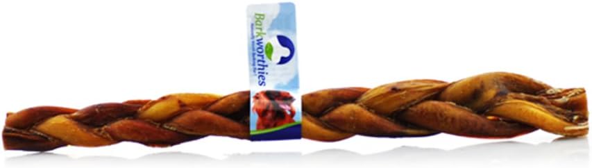 Barkworthies Premium Dog Treats, 12-Inch Braided Bully Sticks