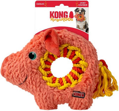 KONG Ringaroos - Interactive Rope Ring Dog Toy with Plush Squeaker - for Fetch, Tug & Cuddle