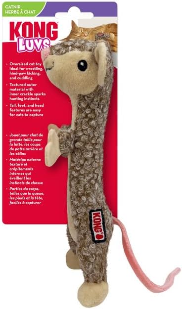 KONG Luvs Crinkle Textured Cat Toy Stuffed with Catnip (Mouse)