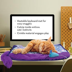 KONG Comfort Key Play Mat - Heatable Crinkle Computer Keyboard Mat for Snuggling - Cat Accessory