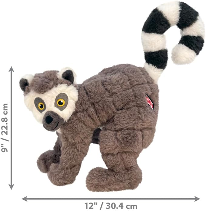 KONG Scampers Wildlife Plush Dog Toy with Low Tone Squeaker (Lemur)