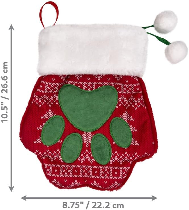 KONG Christmas Stocking for Dogs and Cats - Holiday Sweater Print and Paw Patch