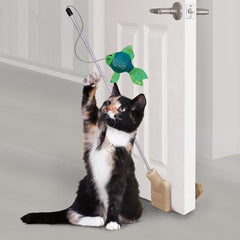 KONG Connects Angler Door Teaser - Wand Fishing Pole with Plush Crinkle Fish Filled with Catnip - Cat Toy