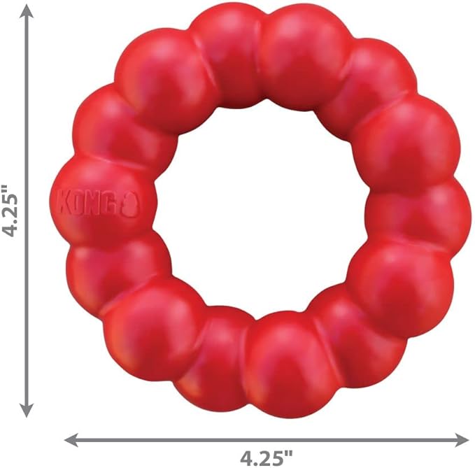 KONG Ring - Natural Rubber Ring Toy for Healthy Chewing Habits - Chew Toy Supports Dog Dental Health - Dog Toy Supports Instincts During Playtime