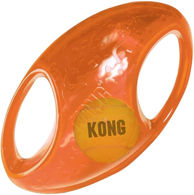 KONG Jumbler Football - Interactive Dog Toy for Dog & Puppy Playtime - Fetch Toy with Tennis Ball - Dog Supplies for Engaging Play