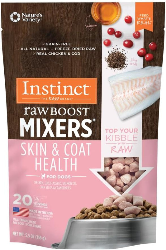 Instinct Raw Boost Mixers, Freeze Dried Dog Food Topper with Functional Ingredients, Grain Free, Real Chicken - Skin & Coat Health