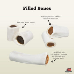 Redbarn Filled Dog Bones, Natural Long-Lasting Dental Treats; Suitable for Aggressive Chewers(Cheese N' Bacon)