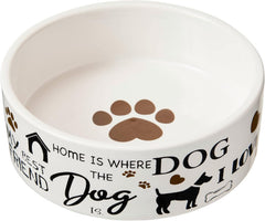SPOT I Love Dogs Dish -Round Ceramic Food/Water Bowl with High Walls for Pets, Dishwasher Safe, Ideal for Small Dogs, Cats, Reptiles, Large Birds