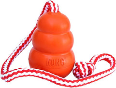 KONG Aqua Floating Fetch Toy - Dog Floating Toy for Water Retrieval, Play, Exercise & More - Natural Rubber Dog Toy with Foam Interior & Rope for Farther Throwing