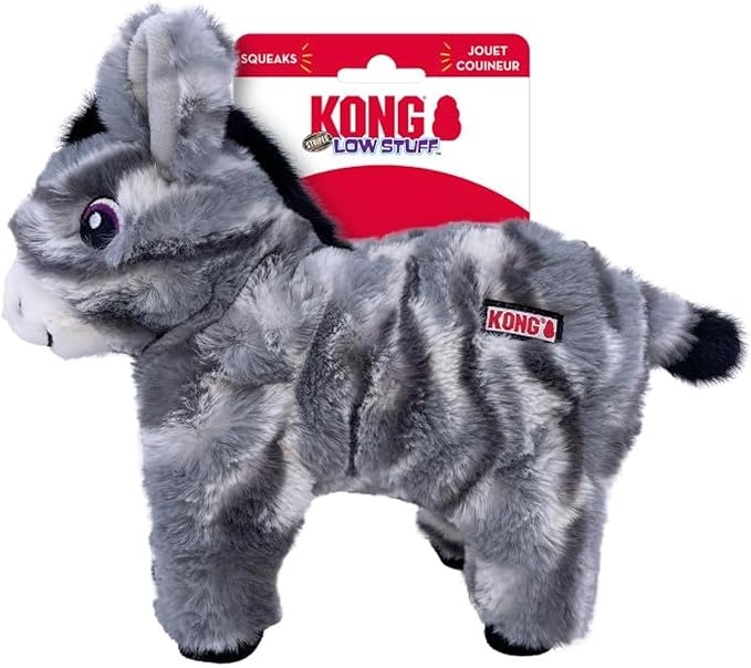 KONG Low Stuff Stripes Plush Dog Toy for All Sized Dog Breeds (Donkey)