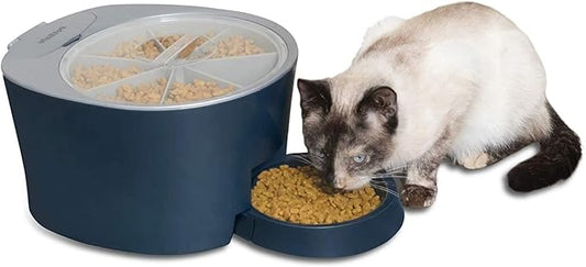 PetSafe 6 Meal Automatic Cat Feeder - Programmable Pet Food Dispenser for Cats and Small Dogs - Dry Kibble or Semi-Moist Pet Food, Slow Feed Portion Control, Tamper-Resistant