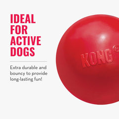 KONG Ball with Hole - Durable Dog Fetch Toy for Training, Interactive Playtime & More - Classic KONG Natural Rubber Ball - Red