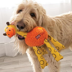 KONG Floofs Shakers - Fluffy Fleece with Squeaker and Faux Leather Legs - Dog Toy (Giraffe)