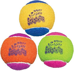 KONG - Squeakair® Birthday Balls - Dog Toy Premium Squeak Tennis Balls, Gentle on Teeth