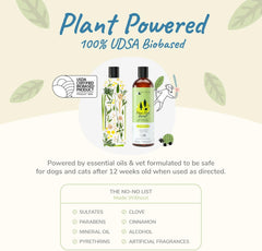 kin+kind Flea and Tick Shampoo for Dogs & Cats Vet Formulated - Plant Powered, Safe and Effective Dog and Cat Shampoo - Lemongrass Scent - Prevent Fleas and Ticks - Made in USA