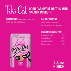 Tiki Cat Born Carnivore Broths, Salmon Recipe, Hydration and Flavor Supplement Cat Food Topper