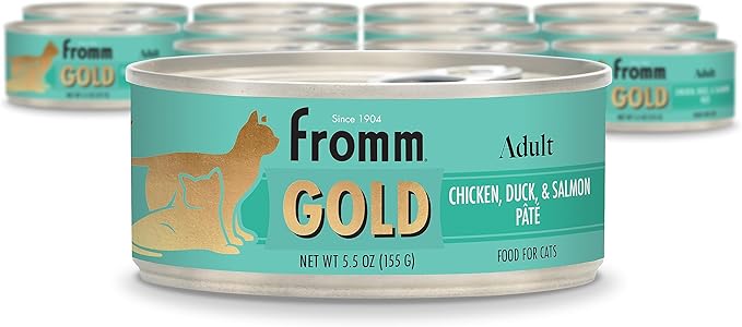 Fromm Adult Gold Chicken, Duck, & Salmon Pate Cat Food - Premium Wet Cat Food - Chicken Recipe - Case of (12) 5.5 oz Cans