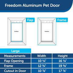 PetSafe Freedom Aluminum Pet Door for Dogs and Cats - Solid Durable Frame - Large, White, Tinted Flexible Vinyl Flap - Includes Closing Panel