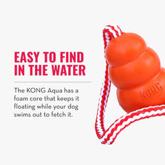 KONG Aqua Floating Fetch Toy - Dog Floating Toy for Water Retrieval, Play, Exercise & More - Natural Rubber Dog Toy with Foam Interior & Rope for Farther Throwing