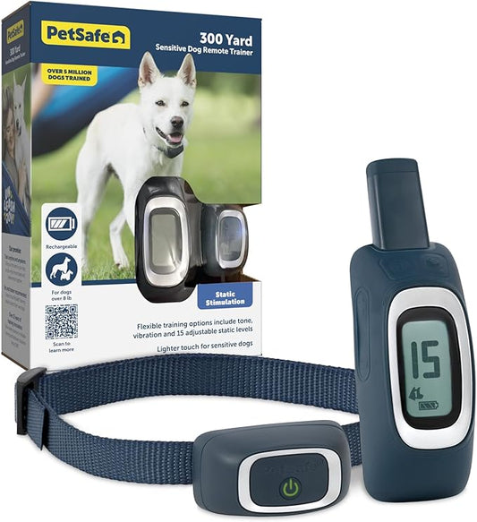 PetSafe 300 Yard Remote Training Collar – Smaller Version for Small or Medium Dogs – Choose from Tone, Vibration, or 15 Levels of Static Stimulation – Medium Range Option for Training Off Leash Dogs