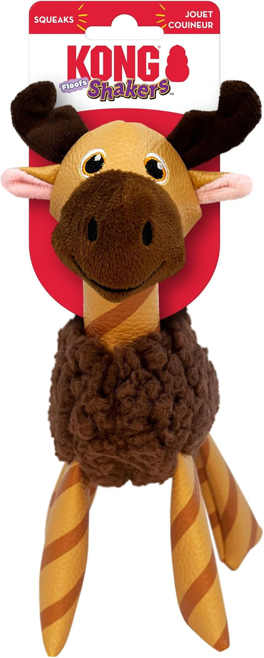 KONG Floofs Shakers - Fluffy Fleece with Squeaker and Faux Leather Legs - Dog Toy (Moose)