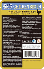 Inaba Chicken Broth, Shredded Chicken & Broth Side Dish/Topper for Cats with Vitamin E, 1.76 Ounce Pouch, 8 Pouches Total, Chicken and Tuna Recipe