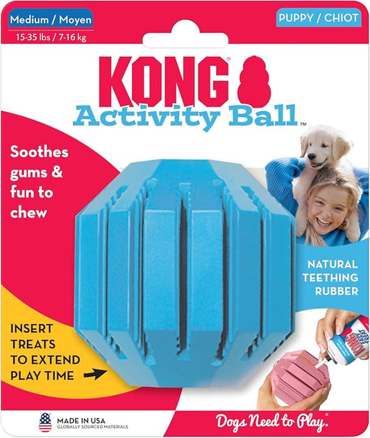 KONG Puppy Activity Ball - Soft & Durable Natural Puppy Rubber Dog Toy - Chew Toy for Teething Puppies - Eases Aching Teeth and Gums