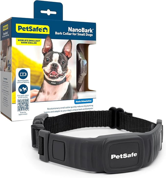 PetSafe NanoBark Collar - World's Smallest Bark Collar for Small and Medium Dogs, 10 Levels of Static Stimulation, Waterproof and Rechargeable Anti-Bark Training, Comfortable and Low-Profile Design