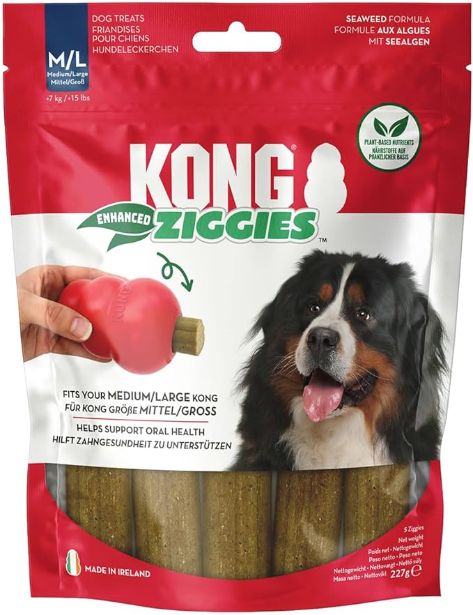 KONG Ziggies Enhanced Teeth Cleaning Dog Treats - Can Be Used Rubber Classic Toys