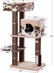 PetPals 50” Grand Maine Coon™ Cat Tree – Cowboy, with Large Condo,Big Top Perch, Extra Durable & Sturdy Large Cat Tower (Brown)