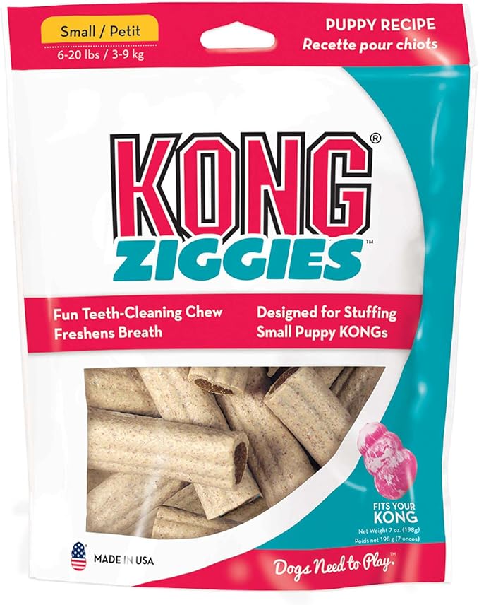 KONG - Ziggiesª Puppy - Teeth Cleaning Dog Treats - Puppy Recipe (Best used with KONG Puppy Rubber Toys)