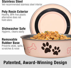 Loving Pets Bella Dog Bowls- Stainless Steel Dog & Cat Bowls - Spill Proof Dog Food Bowl, Cat Bowl, Puppy Essentials & Pet Supplies Great for Home & Travel