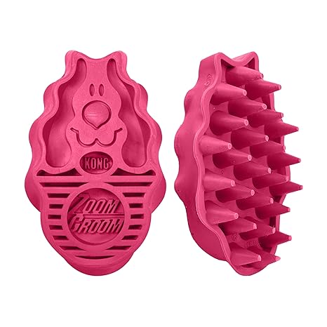 KONG Zoom Groom Dog Grooming Brush, Raspberry