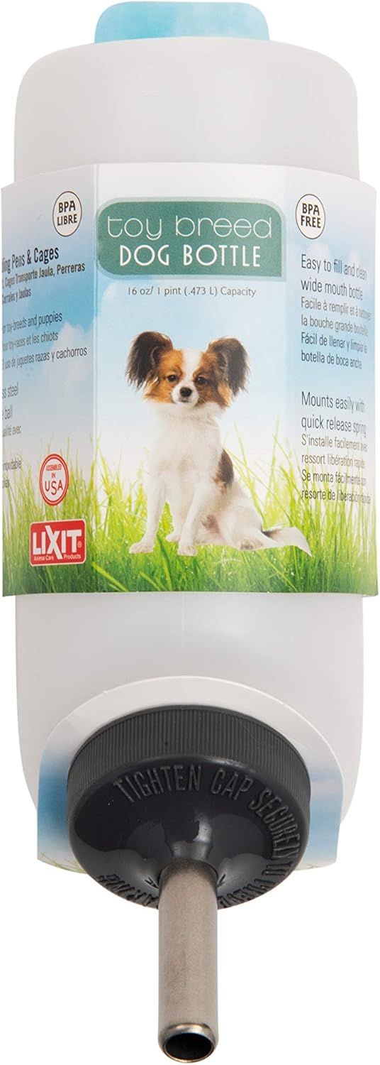 Lixit Wide Mouth Water Bottles for Large and Small Dogs (16oz Small Dog, White)