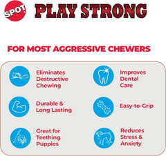 Spot® Ethical Pets 54101 Play Strong Rubber Ball with Rope, 2.25", Red