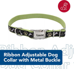 Coastal Pet - Ribbon - Adjustable Dog Collar with Metal Buckle, Yellow Buttercup, 5/8" x 12"-18"