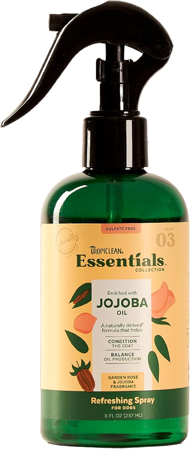 TropiClean Essentials Deodorizing Spray - Moisturize The Coat - Hydrate The Skin - Derived from Natural Ingredients , 8oz.