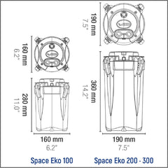 SICCE Space EKO 300 Canister Filter, for freshwater and saltwater, for external use|240 GPH