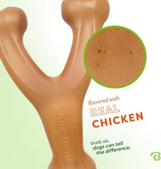 Benebone Wishbone Durable Dog Chew Toy for Aggressive Chewers, Real Chicken, Made in USA, for Any breed