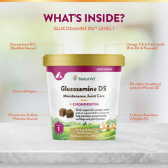 NaturVet Glucosamine DS Level 1 Maintenance, Joint Care Support Supplement for Dogs and Cats, Soft Chews, Made in The USA