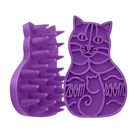 KONG Cat ZoomGroom Brush - Soft Rubber Grooming Tool for Brushing, Massaging, Bathing, and Reducing Hairballs